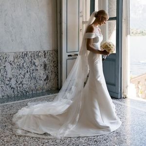 Elegant Mermaid Wedding Dresses With Long Train White Ivory